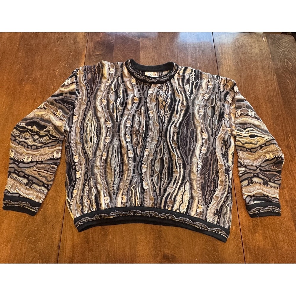 Vintage COOGI Australia Sweater Large 3D Textured Knit Biggie Hip Hop 90s L